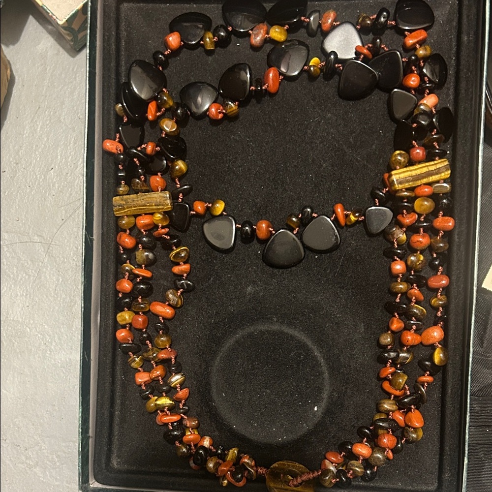 Multicolor Beaded Necklace Genuine Stone